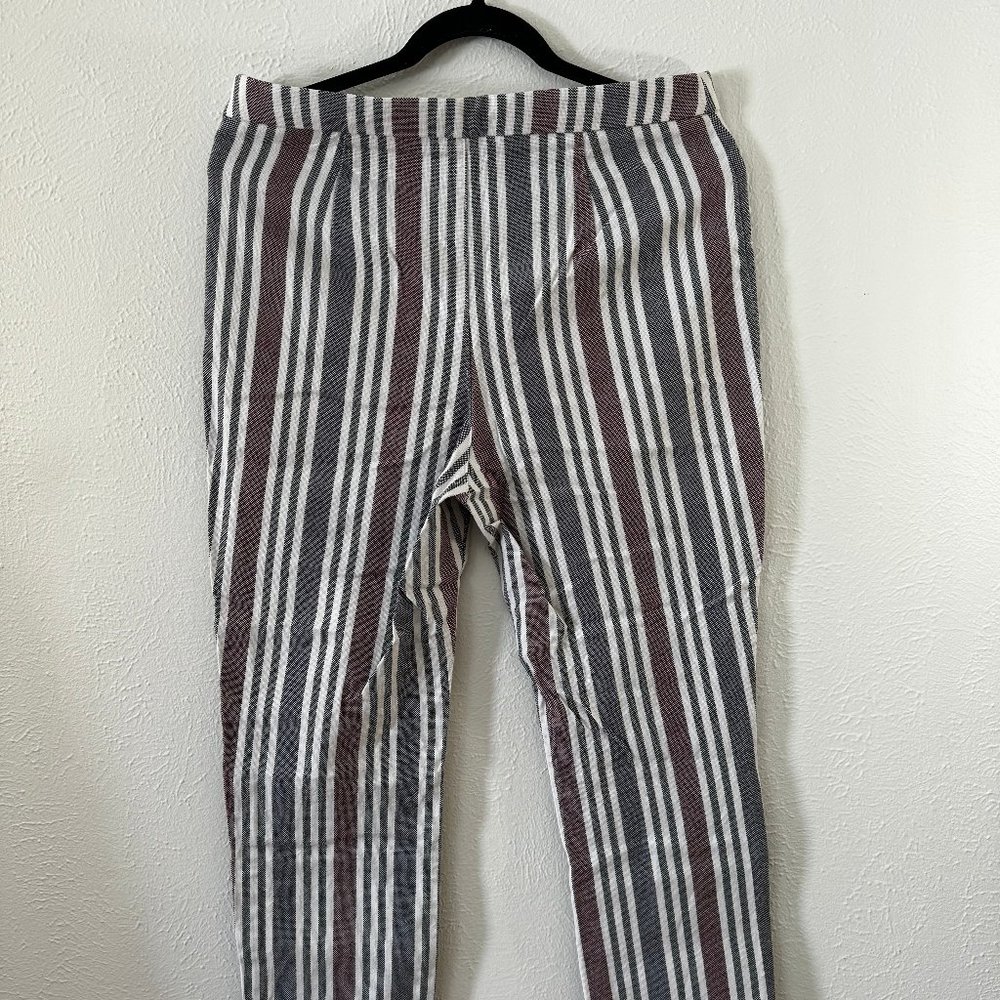 Free People Striped Mod Linen Blend Cropped Pants Sz 8